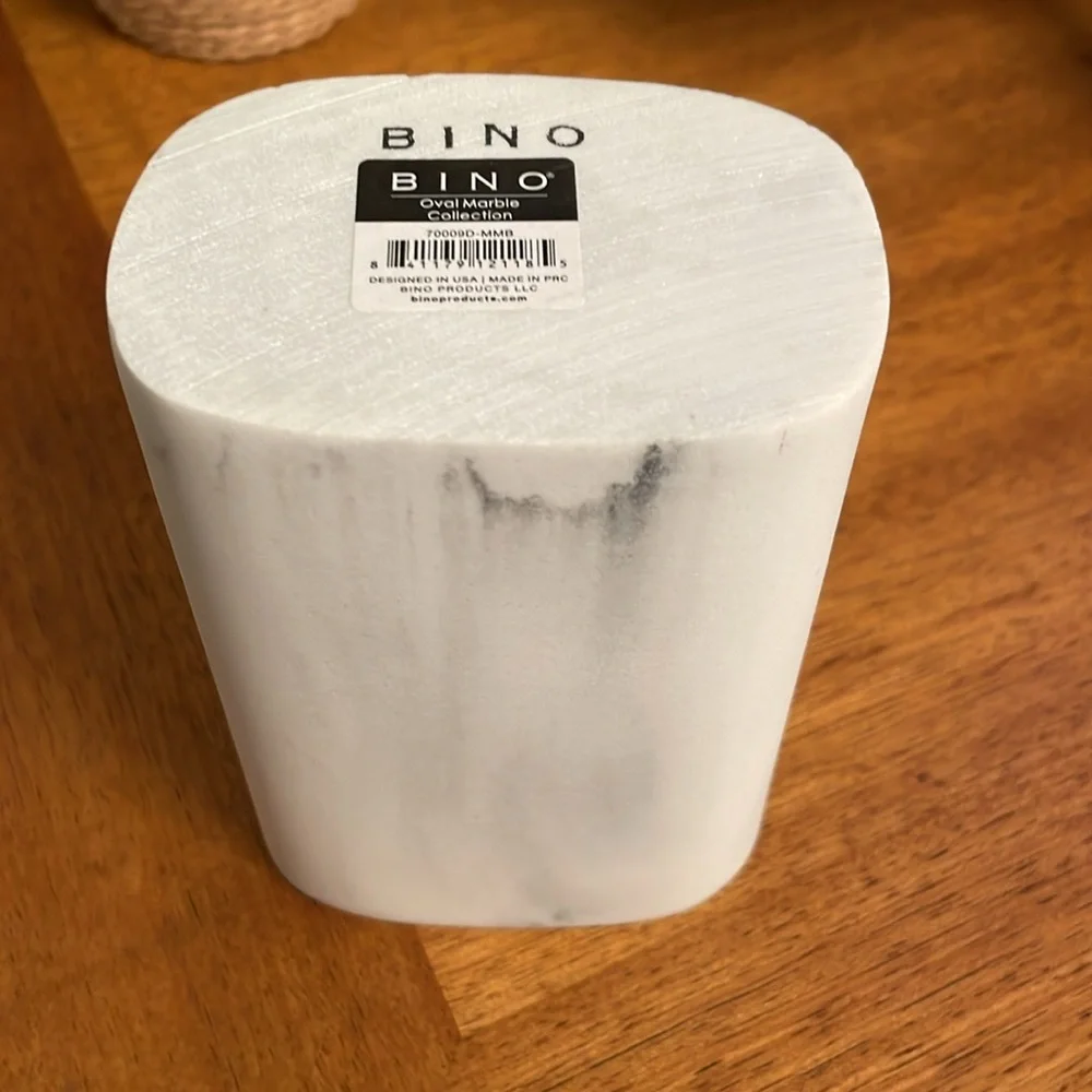 NWT BINO Oval Marble Collection Bathroom Storage Container